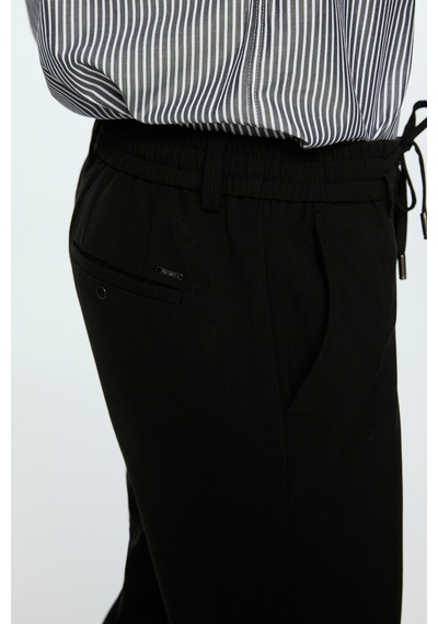 Morven Erkek Siyah Poliviskon Trend Düz Slim Fit Jogger Pantolon 26ms003040001 Siyah