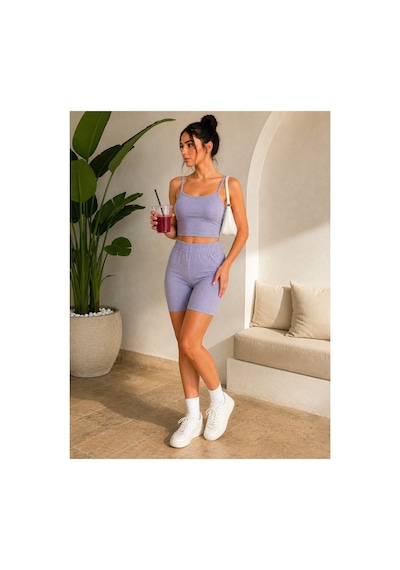 Unika Boutique Kadın Şortlu Kaşkorse Takım Mor