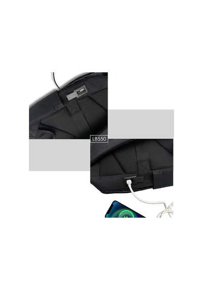 Lenyes Lb550 Voyagers Serisi 1200d Su Geçirmez Seyahat Sırt Çantası Siyah Siyah