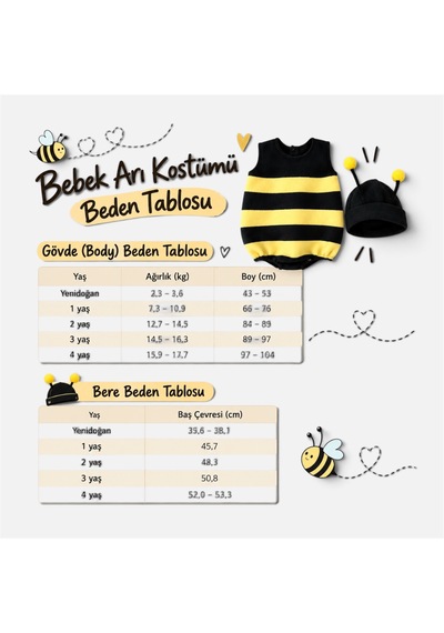 Bebe Bebek Arı Kostüm Sarı