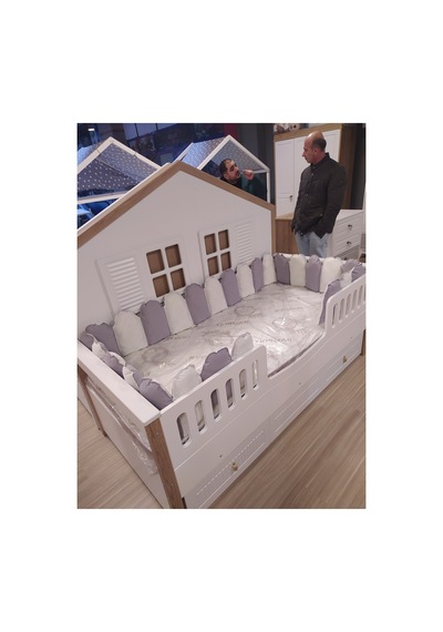 Montessori Uyku Seti, 90x190 Cm, 8 Parça, Çift Yönlü, 155 215 Nevresim, Lastikli Çarşaf Gri Gri