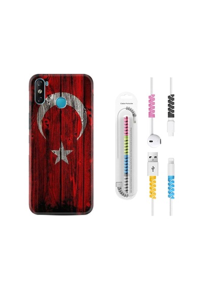 Infinix Smart 4 Kılıf Kablo Koruyuculu Şanlı Türk Bayrağı 2 1317