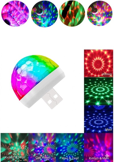 Rgb Usb Mini Disko Topu - Ses Sensörlü Renkli Led Parti Lambası