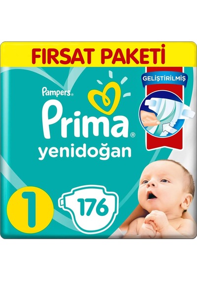 Prima Yenidoğan Aktif Bebek Bezi 44x4 176 Adet 1 Numara