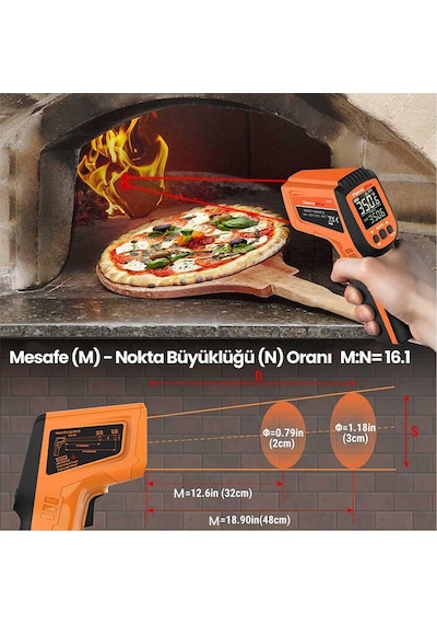 ThermoPro TP450 -50C/+550C Antişok Dual Lazer Endüstriyel Kızılötesi Temassız Termometre