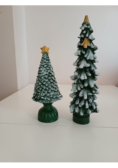 El Yapımı Yılbaşı Çam Ağacı Biblo Seti 2'li Noel Dekorasyonu