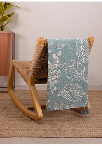 The Mia Throw Koltuk Şalı Püsküllü Yeşil 170x130 Yeşil