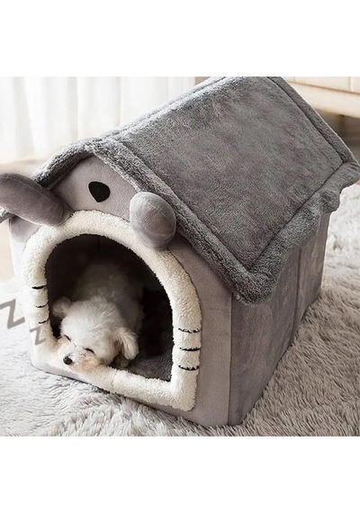 Yumuşak Peluş Kedi&köpek Evi Kapalı Kulübe Tasarım Sıcak,yıkanabilir Minderli Evcil Yatak