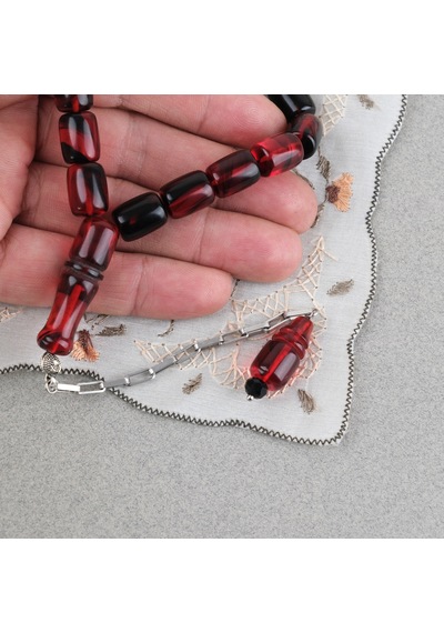 Sıkma Kehribar Püsküllü Efe Boy Kapsül Kesim 10x13mm Tesbih