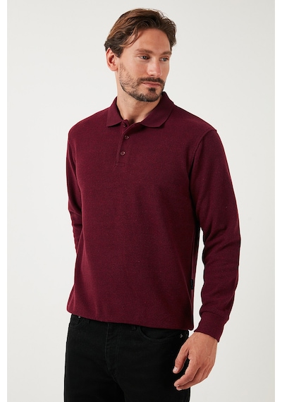 Buratti  Pamuk Karışımlı Regular Fit Erkek Polo Yaka Kazak 456223 Mürdüm