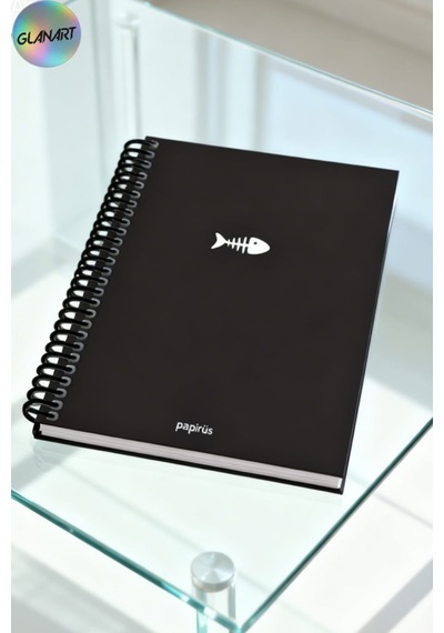 Spiralli 100 Yaprak Çizgili Orta Boy Sert Kapak Defter Kraft Kağıt 16x23 Cm Dışı Siyah