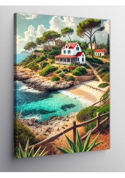 Kanvas Tablo Sahil Kenarında Evler 50cmx70cm