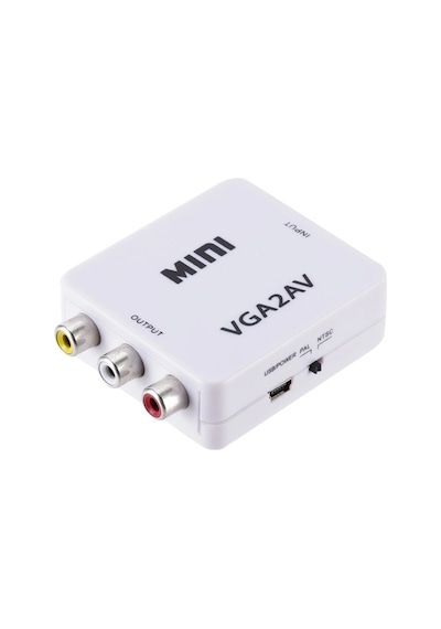 5004 Vga To Av 3Rca Video Çevirici Dönüştürücü Adaptör 3.5mm 1080