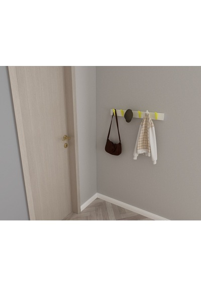 Hepsi3boyutlu Modern Duvar & Kapı Kanca Askılık - 6 Adet Sarı Kanca Askılık - Model No : 5 Sarı