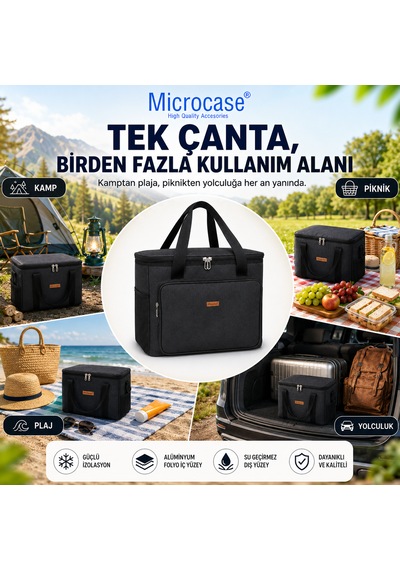 Microcase 40 LT 5 Gözlü Termos Çanta Isı Yalıtımlı Piknik Kamp Plaj Balıkçı Soğutucu Çanta AL5622