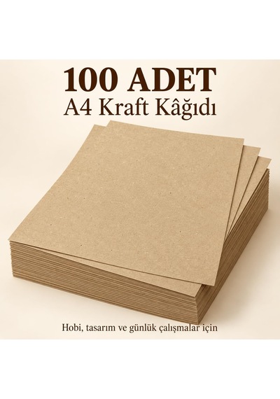 A4 Kraft Kağıdı, 100 Adet, 21 X 29,7 Cm, Kahverengi, Hobi, El İşi, Çizim Ve Hediye Notları İçin