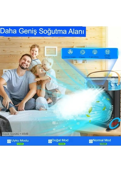 Buz Hava Serinletici Fan Hava Soğutucu Isıtma Dağılımı Taşınabilir Hava Nemlendiricili Ledli Fan