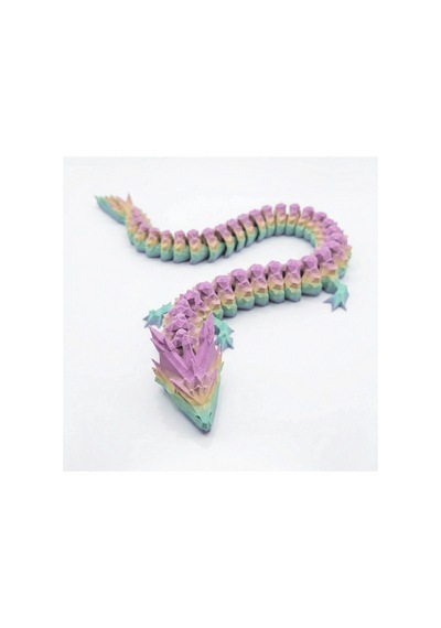 Pastel Gökkuşağı 40 Cm Hareketli Eklemeli Ejderha Figürü - Özel Tasarım 3d Baskı Hediye