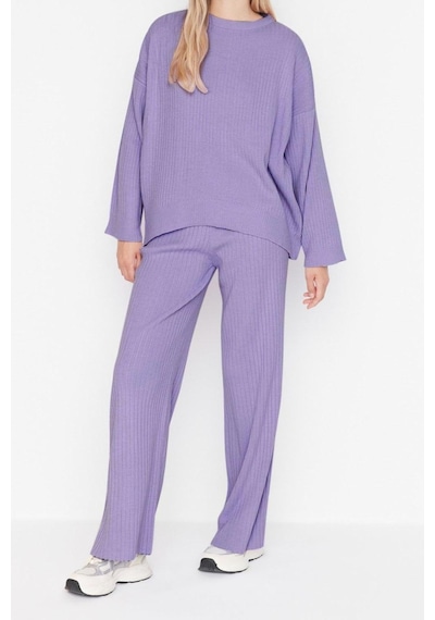 Ersefa Tarz Kadın Modern Moda Normal Bel Boru Paça Bisiklet Yaka Basic B Lila Ersefa Tarz Kadın Modern Moda Normal Bel Boru Paça Bisiklet Yaka Basic B Lila