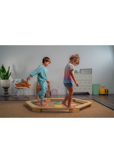Montessori Ahşap Denge Kirişi, Denge Tahtası, Basamak Taşları, Aktivite Çocuk Oyuncağı 4 Sopa+4 Taş