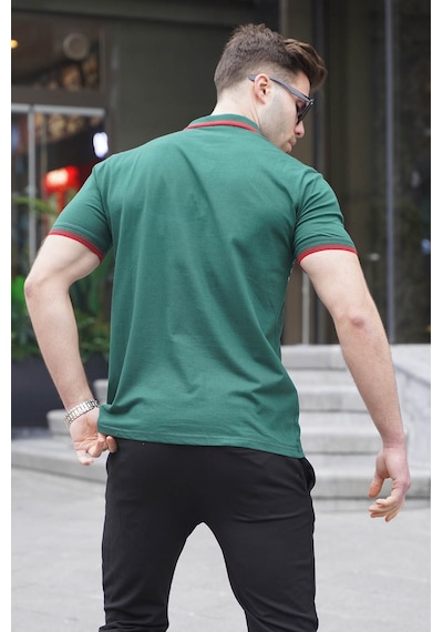 Madmext Yeşil Çizgili Polo Yaka Tişört 5869-Yeşil Madmext Yeşil Çizgili Polo Yaka Tişört 5869-Yeşil