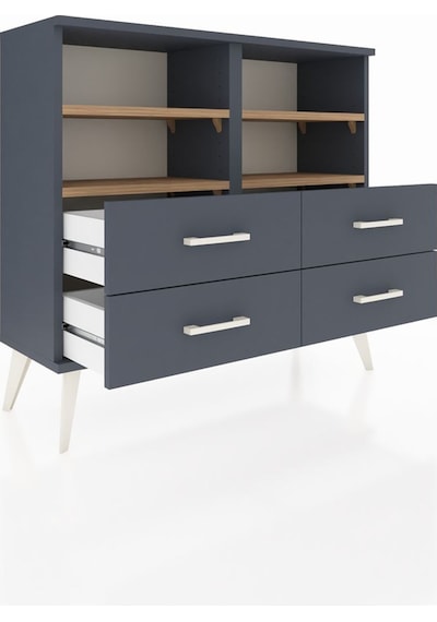 Arges Şifonyer 4 Raflı 4 Çekmeceli 88x30x80 Antrasit-çam/antrasit Çam/antrasit