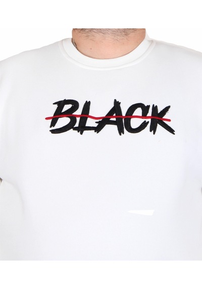 Moc Grande Mocgrande Erkek Büyük Beden Sıfır Yaka 3ip Sweat Black 24202 Ekru