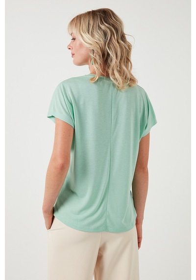 Lela Baskılı Bisiklet Yaka Regular Fit Bayan T Shirt 6671001 Mint