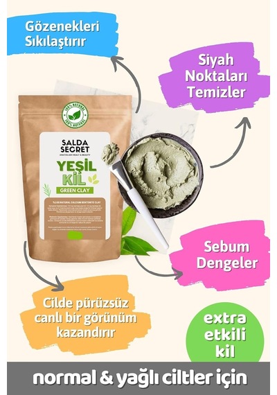 Yeşil Kil Doğal Yüz Maskesi 100 Gr Toz - Kil Maskesi - Indian Healing Clay