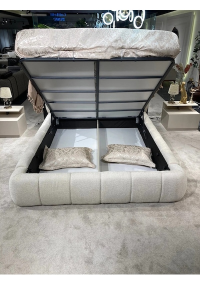 Cozze Mobilya Premium Buklet Kumaş Tasarım Çift Kişilik Bubble Karyola 120 x 200 CM