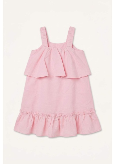 Defacto Kalın Askılı Keten Mini Elbise Kız Çocuk H3764a826hspn69 Pembe-pn69