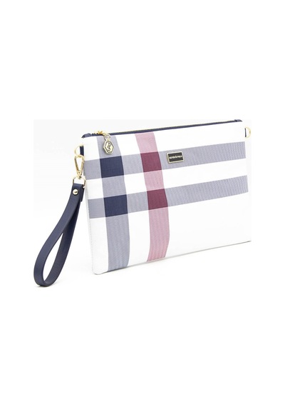 Silver Polo Sp1034 Kadın Portföy & Clutch Ekose Beyaz-lacivert Beyaz - Lacivert