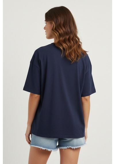 Soft&Basic Kadın 4'lü %100 Organik Pamuk Oversize Fit Basic Yuvarlak Yaka T-shirt Siyah-beyaz-kırmızı-lacivert