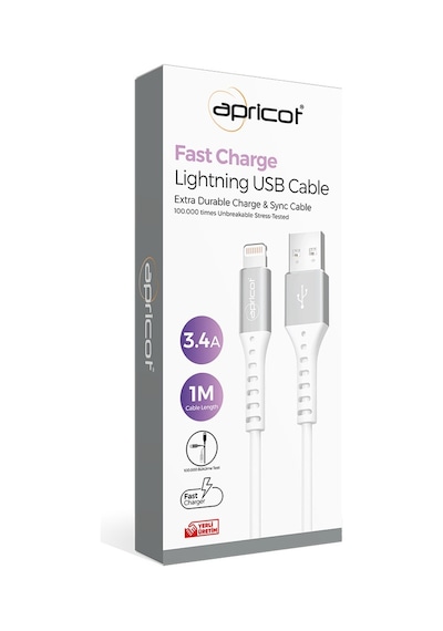 Apricot APC-A140L Lightning 1 M 3.4A Şarj Data Kablosu