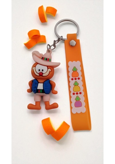 Sevimli Karakter Garfield Figürlü Renkli Anahtarlık Seti 2'li Silikon Kayışlı Çanta Aksesuar