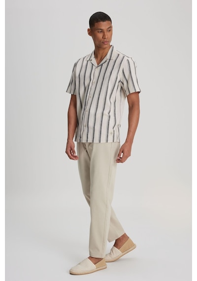 Lee Erkek Loose Fit Rahat Kesim Kısa Kollu Gri Çizgili Gömlek - L241478