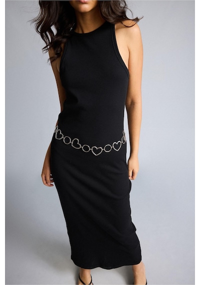 Defacto Bodycon Vücudu Saran Halter Yaka Ribana Kolsuz Siyah Maxi Elbise H7119ax26smbk81 Siyah-bk81