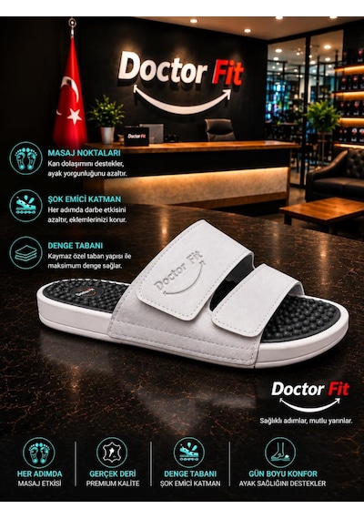 Doctor Fit Refleksoloji Rahatlatıcı,akapunktur Masaj Terliği Beyaz Erkek Terliği 42 Numara