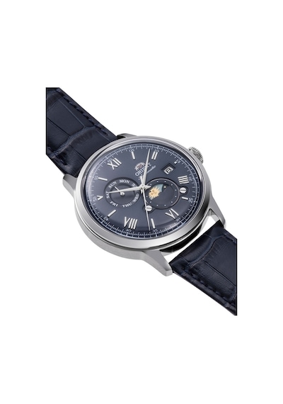 Orient Ra-ak0806l30b Kurmalı Otomatik Sun&moon Deri Lacivert 42 Mm Erkek Kol Saati Gri