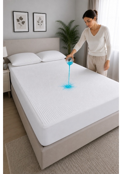 3d-fitted %100 Sıvı Geçirmez Sessiz Full Kenar Yatak Alezi Tek/çift Kişilik, Çocuk Ve Bebek Koruyucu Beyaz
