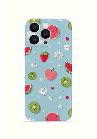 Apple iPhone Uyumlu 16 Pro Vorian İnce Kamera Korumalı Mika Kılıf Fruit Confetti Sky Fruit Confetti Sky Mika
