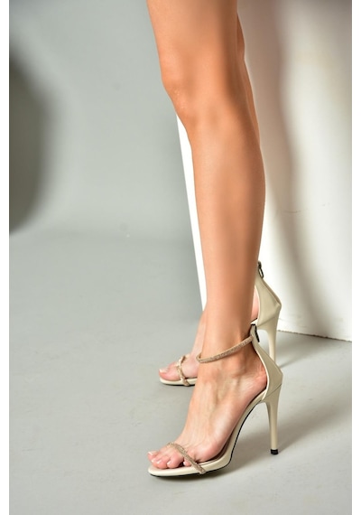 Fox Shoes M251800009 Bej/bronz Tek Bant Taşlı Kadın Ayakkabı Bej - Bronz