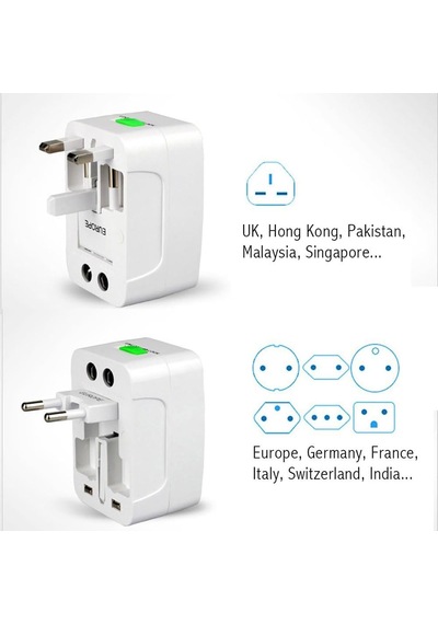 Lexroo 150+ Ülke Universal Çoklu Priz Çevirici Dönüştürücü Seyahat Adaptörü, Amerika, İngiliz