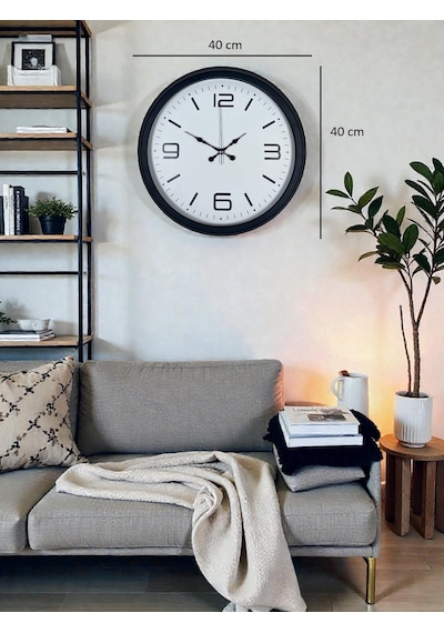 Sade & Şık Siyah 40 Cm Metal Dekoratif Duvar Saati Çok Renkli