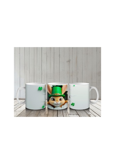 Çocuklara Sütü Sevdiren Şanslı Şapkalı Tavşan Kupa Bardak Renkli