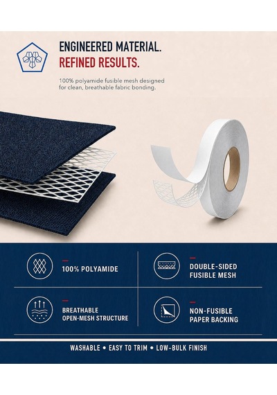 Perde Telası 1.5 Cm X 50 M - Kalın Paça Kot Denim Telası - Çift Taraflı Yapışkan Tela - Amerikan Tela - Dikiş Nakış Telası Beyaz Diğer