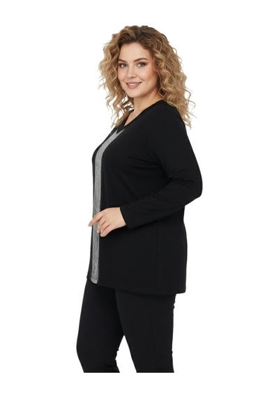 Wearon Kadın Siyah V Yaka Taşlı Bluz Bgl-st05150 Siyah