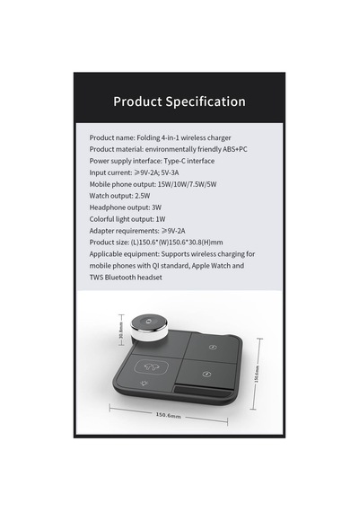 Wıreless Charger 4 In 1-siyah / 7069