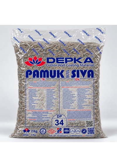 Depka Pamuk Sıva Dp34 2 Kg 7-8 M² İpek Sıva Alternatifi Isı Ve Ses Yalıtımlı Dekoratif Sıva