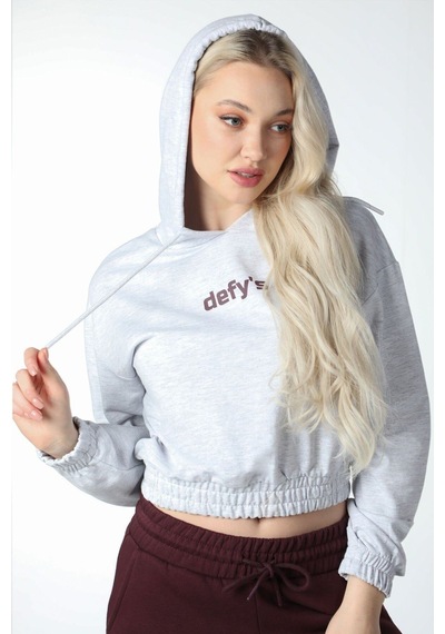 Defys Kadın Gri Melanj Baskılı Kapüşonlu Crop Sweatshirt - Mevsimlik Hoodie Gri Melanj - 497134715 Gri Melanj Defys Kadın Gri Melanj Baskılı Kapüşonlu Crop Sweatshirt - Mevsimlik Hoodie Gri Melanj - 497134715 Gri Melanj
